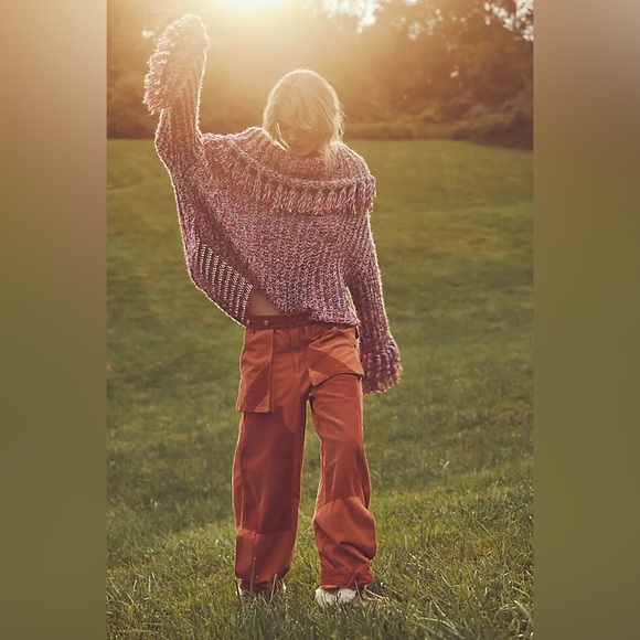 1. NWT Free People Kinsley Fringe Cowlneck Sweater - Picture 2 of 6